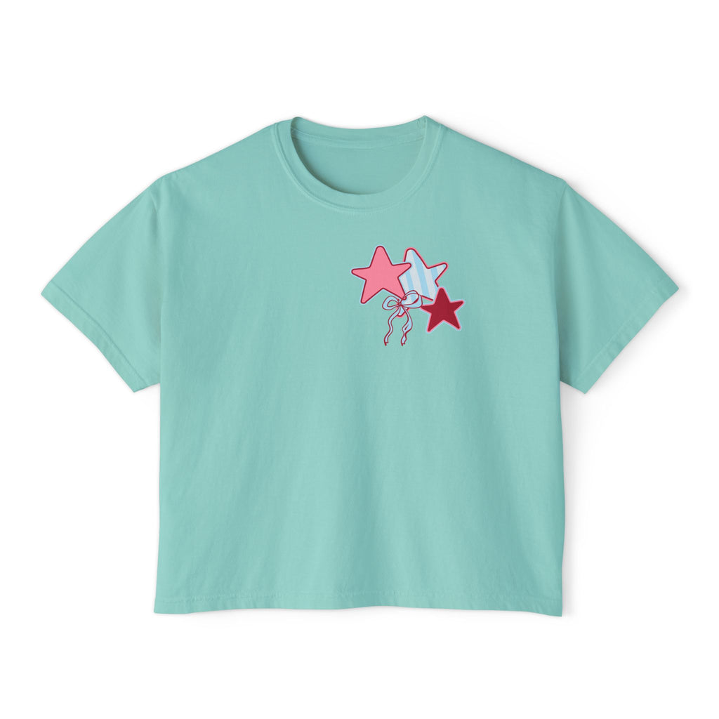 She Loves Jesus & America Too Boxy Tee — Patriotic Christian Women's Crop Shirt