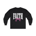 Faith Long Sleeve Tee — Polka Dot Faith Graphic with Pink Bow