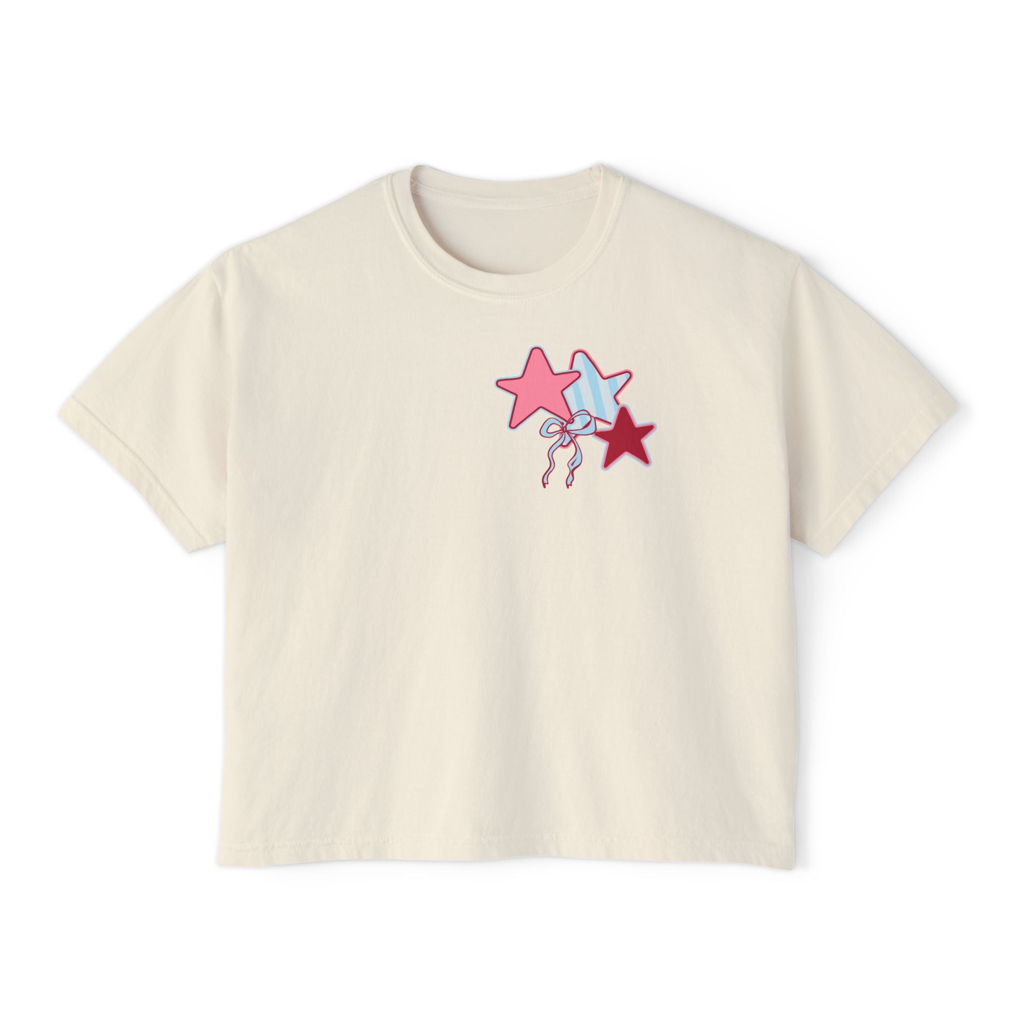 She Loves Jesus & America Too Boxy Tee — Patriotic Christian Women's Crop Shirt