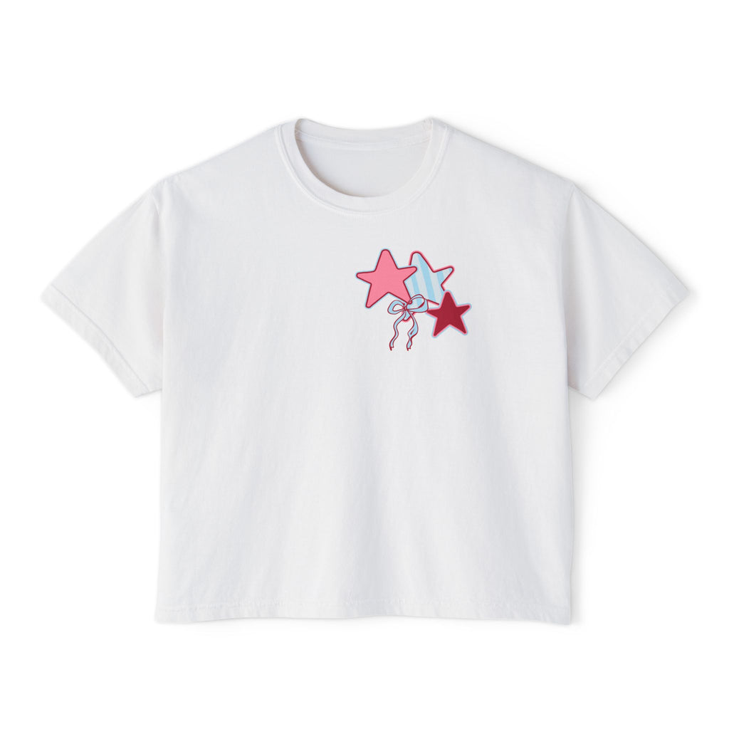 She Loves Jesus & America Too Boxy Tee — Patriotic Christian Women's Crop Shirt