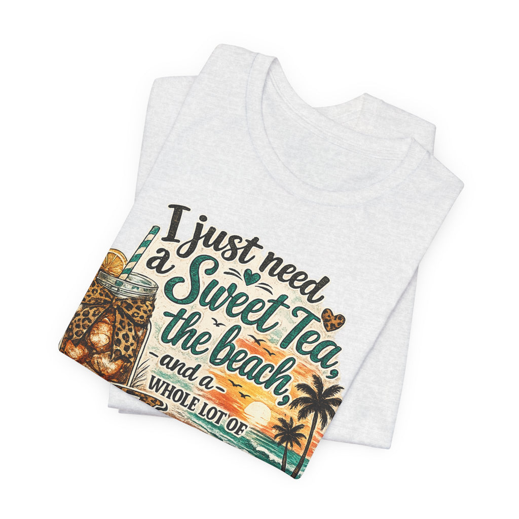 Christian Beach Tee — "I Just Need a Sweet Tea, the Beach, and a Whole Lot of Jesus"