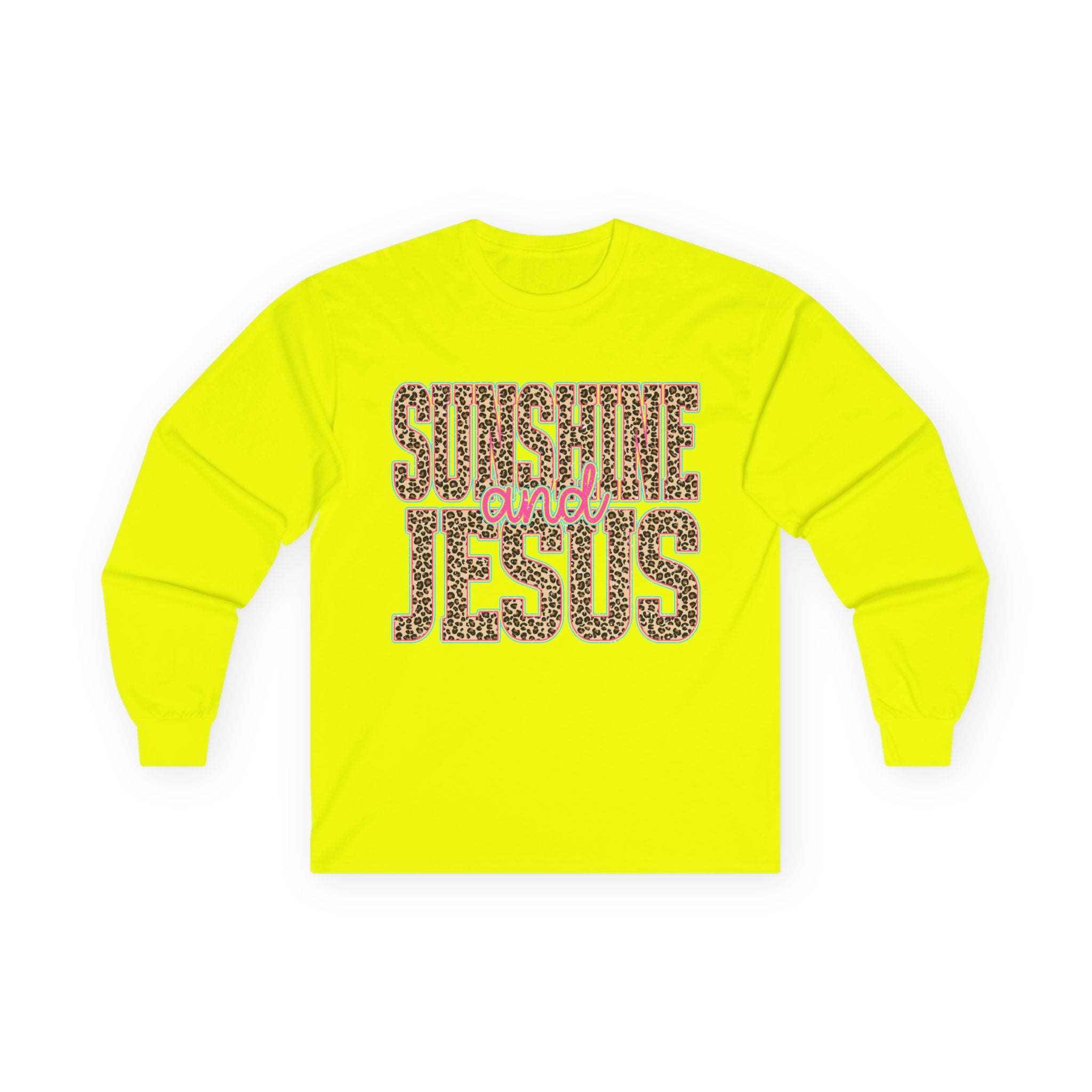 Sunshine and Jesus Long Sleeve Tee — Leopard Print Faith Shirt