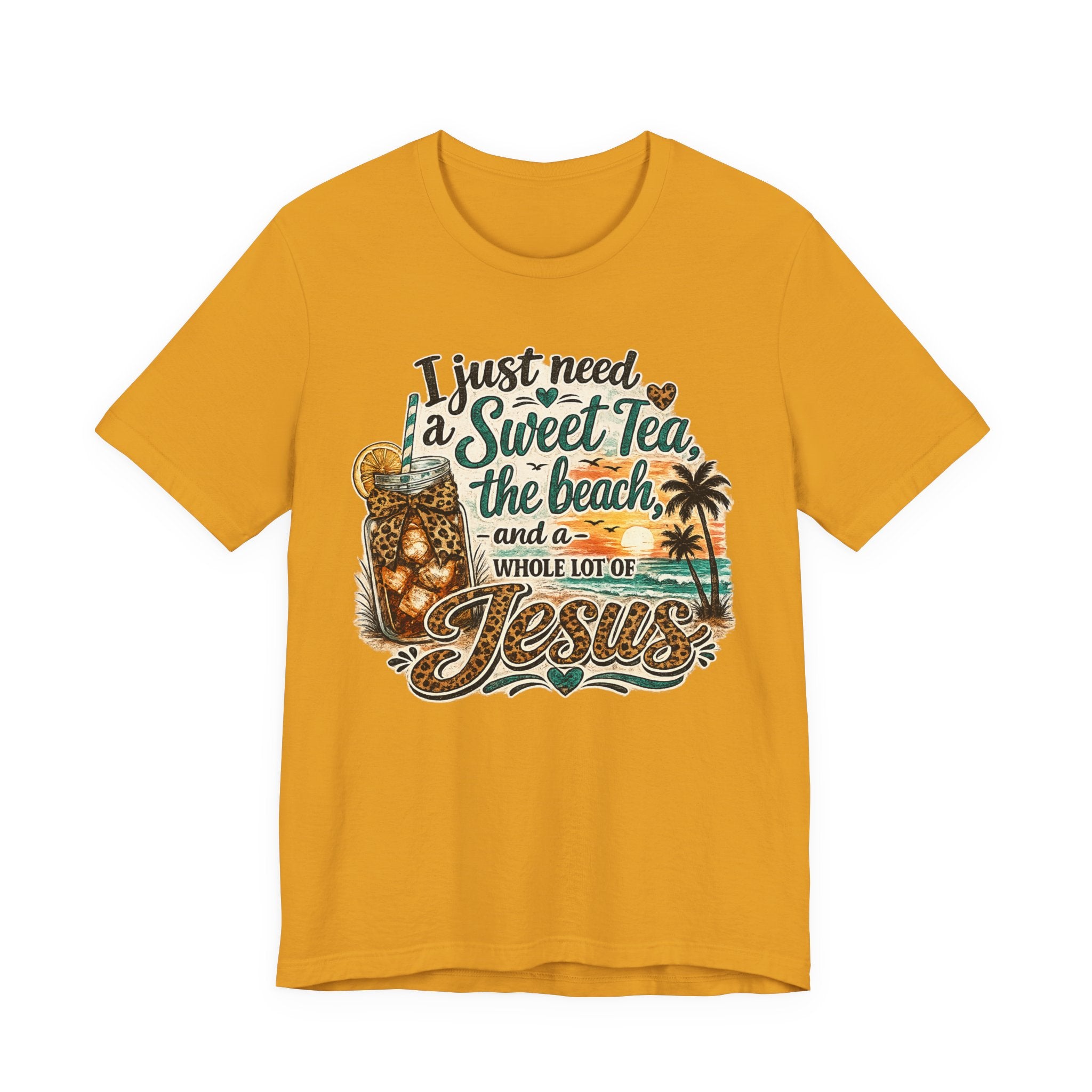 Christian Beach Tee — "I Just Need a Sweet Tea, the Beach, and a Whole Lot of Jesus"