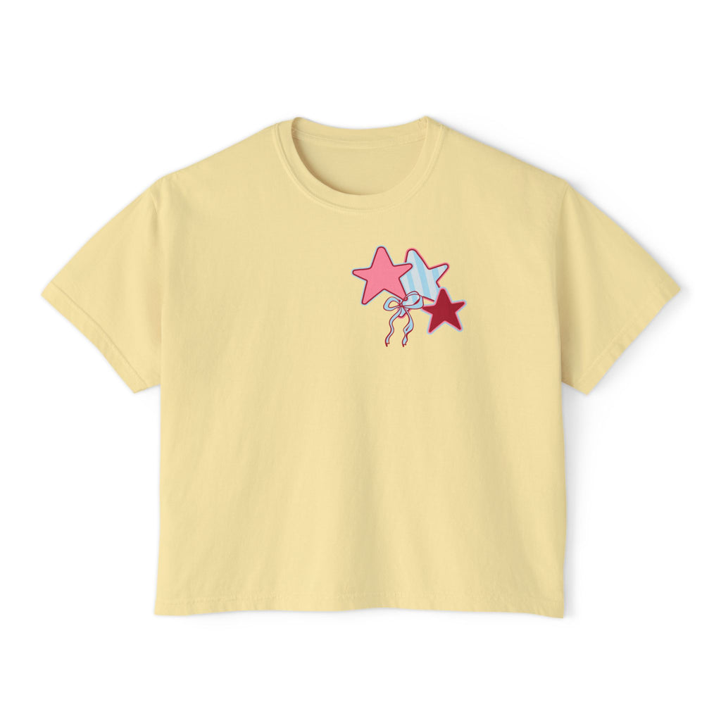 She Loves Jesus & America Too Boxy Tee — Patriotic Christian Women's Crop Shirt