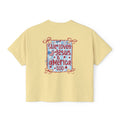 She Loves Jesus & America Too Boxy Tee — Patriotic Christian Women's Crop Shirt