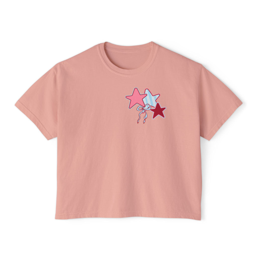 She Loves Jesus & America Too Boxy Tee — Patriotic Christian Women's Crop Shirt