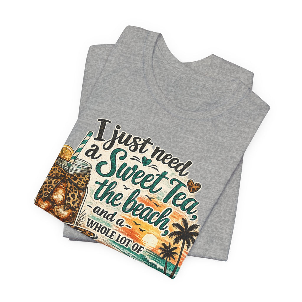 Christian Beach Tee — "I Just Need a Sweet Tea, the Beach, and a Whole Lot of Jesus"
